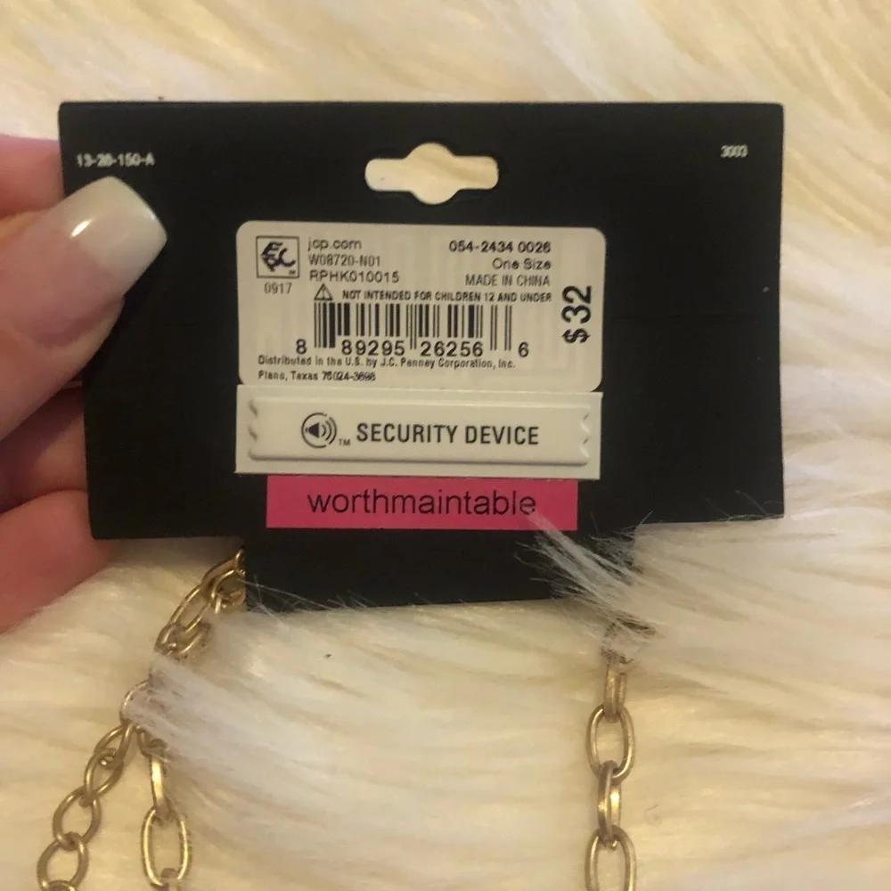 chunky gold chain with pink stones